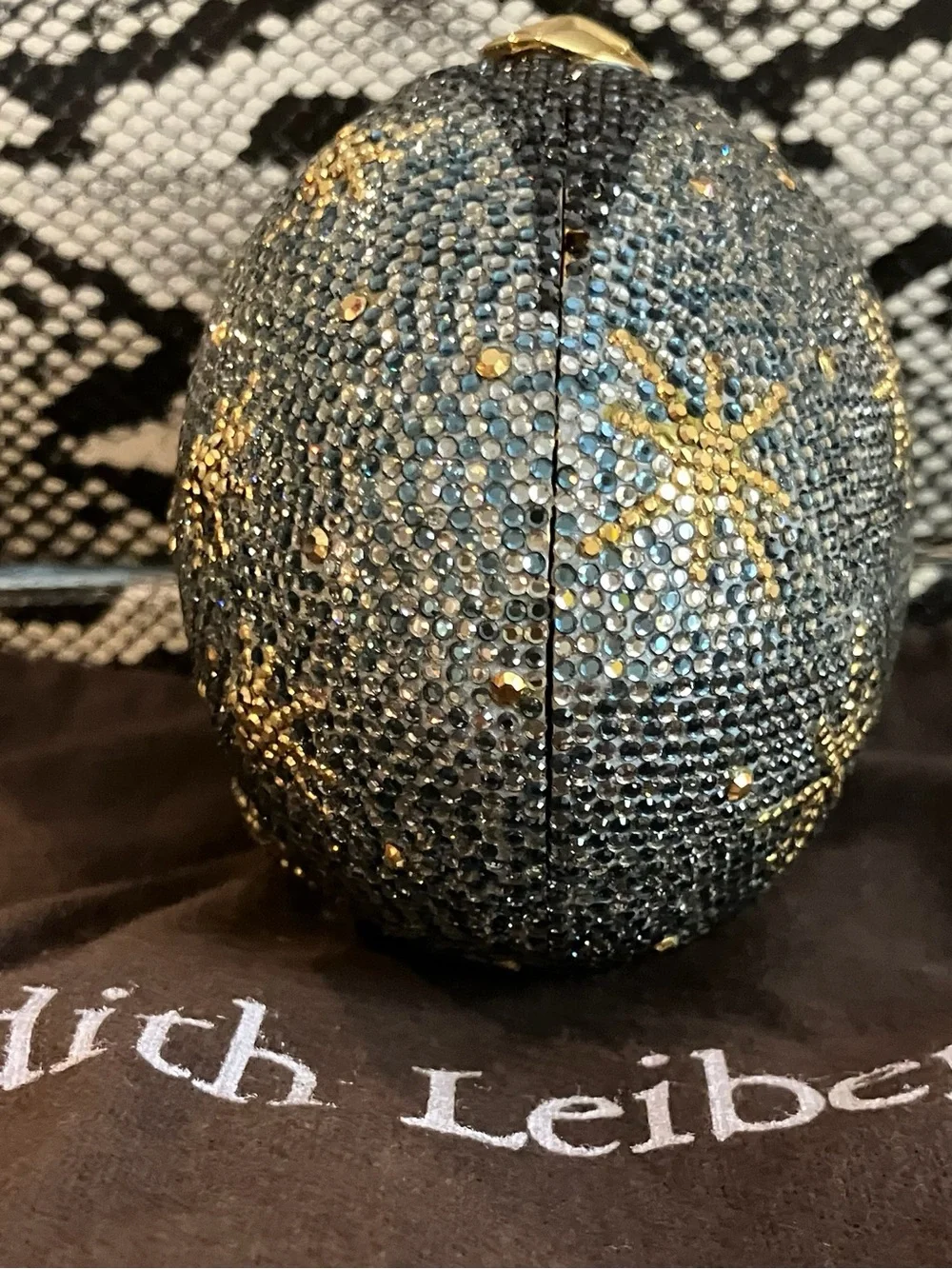 Judith Leiber Silver and Gold Moon and Stars Chrystal Clutch - Picture 4 of 6